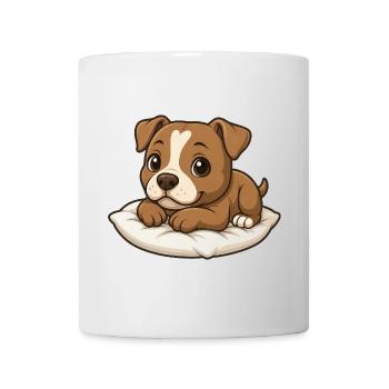 Cute Pitbull Cartoon Lying Cuddling Relaxing - Mug - white - Front