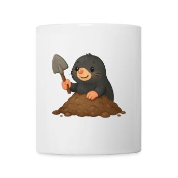 Cute mole with shovel - Mug - white - Front