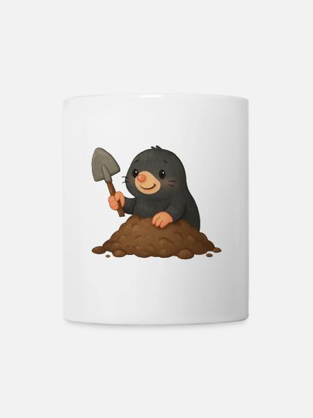 Taupe mignonne avec pelle - Mug blanc - blanc