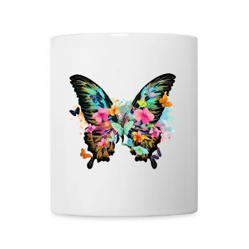 schmetterling,bunt,blumen,graffiti - Tasse - Weiß - Vorne