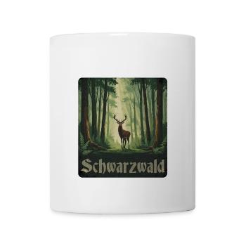 Schwarzwald mit Hirsch - Tasse - Weiß - Vorne