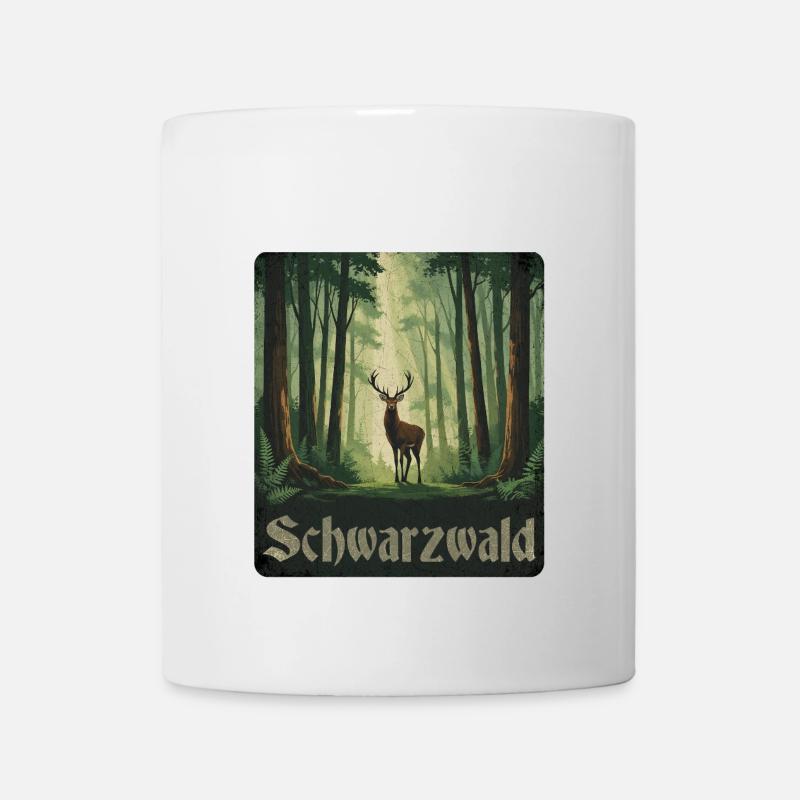 Schwarzwald mit Hirsch - Tasse - Weiß