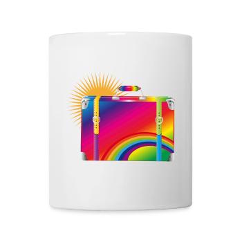 Regenbogen-Reisekoffer – Buntes Retro-Design - Tasse - Weiß - Vorne