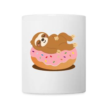 Faultier auf Donut–Süßes und entspanntes Tiermotiv - Tasse - Weiß - Vorne