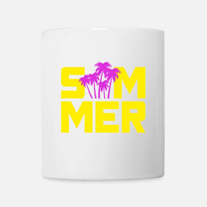 Sommer Palmen Sonne Urlaub Camping Strand Freizeit - Tasse - Weiß