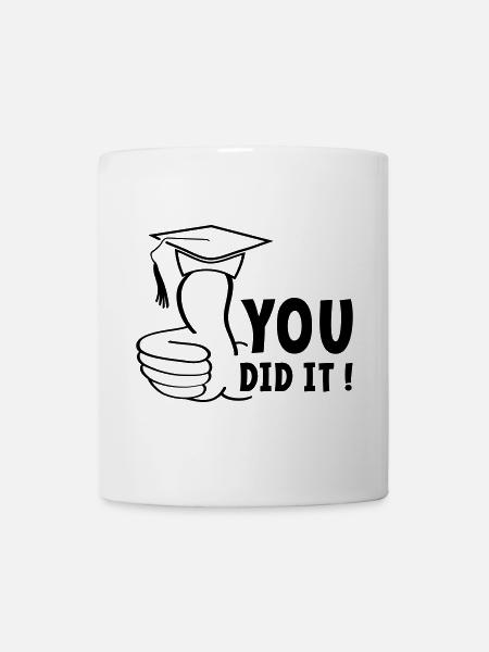 Je bent geslaagd of je hebt het gehaald, diploma. - Kop/krus - hvid
