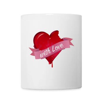 bitten heart with pink banner - Mug - white - Front
