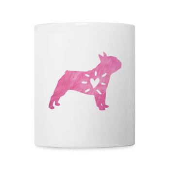 Carlin Coeur Amour Chien Fourrure Wauwau Rose Animal Amour - Mug blanc - blanc - Devant