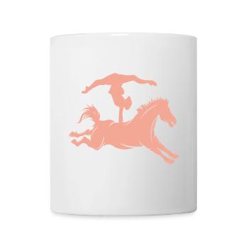 Minimalistische Pferd Reiten Silhouette Voltigiere - Tasse - Weiß - Vorne