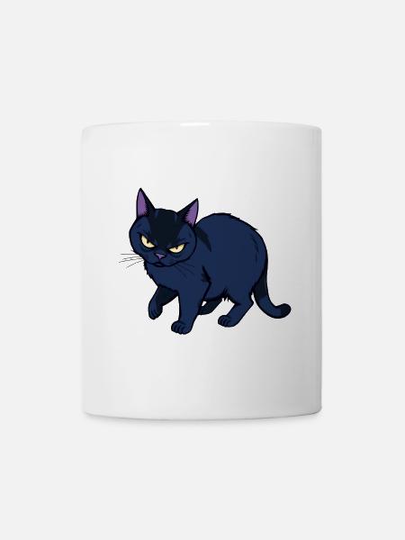 Grimmige schwarze Katze - Tasse - Weiß