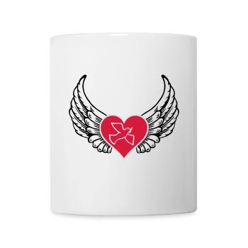 Peace dove wing heart - Mug - white - Front