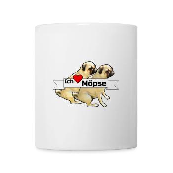 Ich liebe Möpse Mops, Hund, Geschenk Sprüche - Tasse - Weiß - Vorne