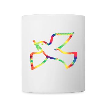 Bunte Friedenstaube - Tasse - Weiß - Vorne