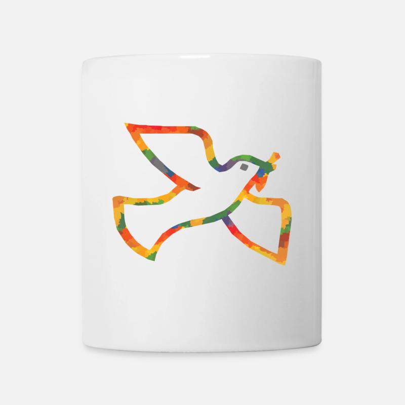 Farbige Friedenstaube - Tasse - Weiß