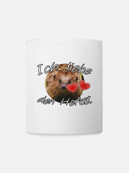 Ich liebe den Herbst Geschenk Igel Spruch Tier - Tasse - Weiß