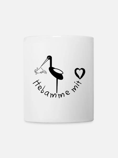Hebamme mit Herz Storch - Tasse - Weiß