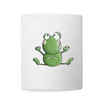 Frosch macht Yoga - Frösche - Meditation - Kröte - Tasse - Weiß - Vorne