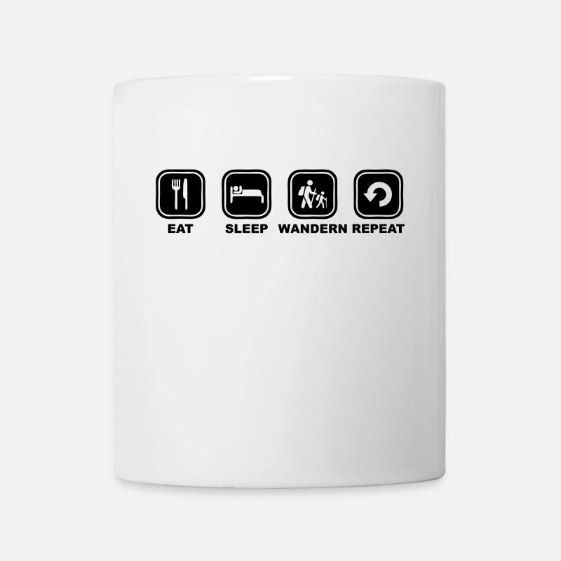 Eat sleep Wandern Repeat quer - Tasse - Weiß