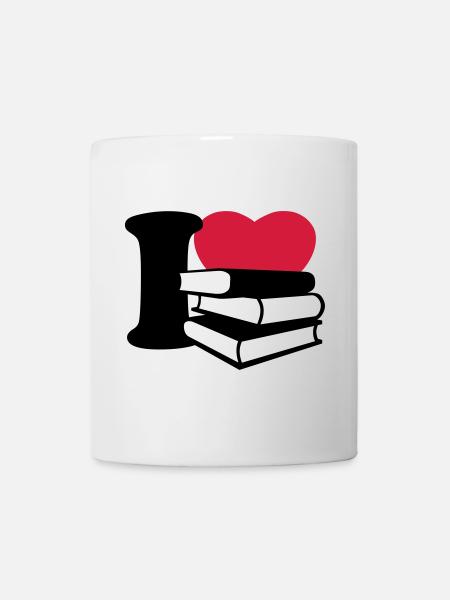 I love books - Ich liebe Bücher - Tasse - Weiß