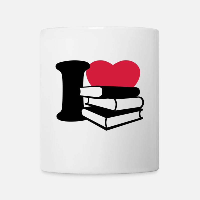 I love books - Ich liebe Bücher - Tasse - Weiß