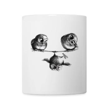 Trois hiboux - Liberté et plaisir - Mug blanc - blanc - Devant