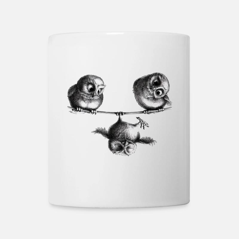 Drei Eulen - Freiheit und Spaß - Tasse - Weiß
