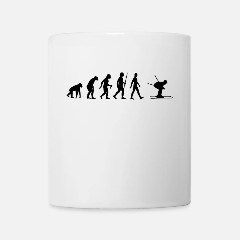 Evolution - skiing, skiing, winter sports - Mug - white