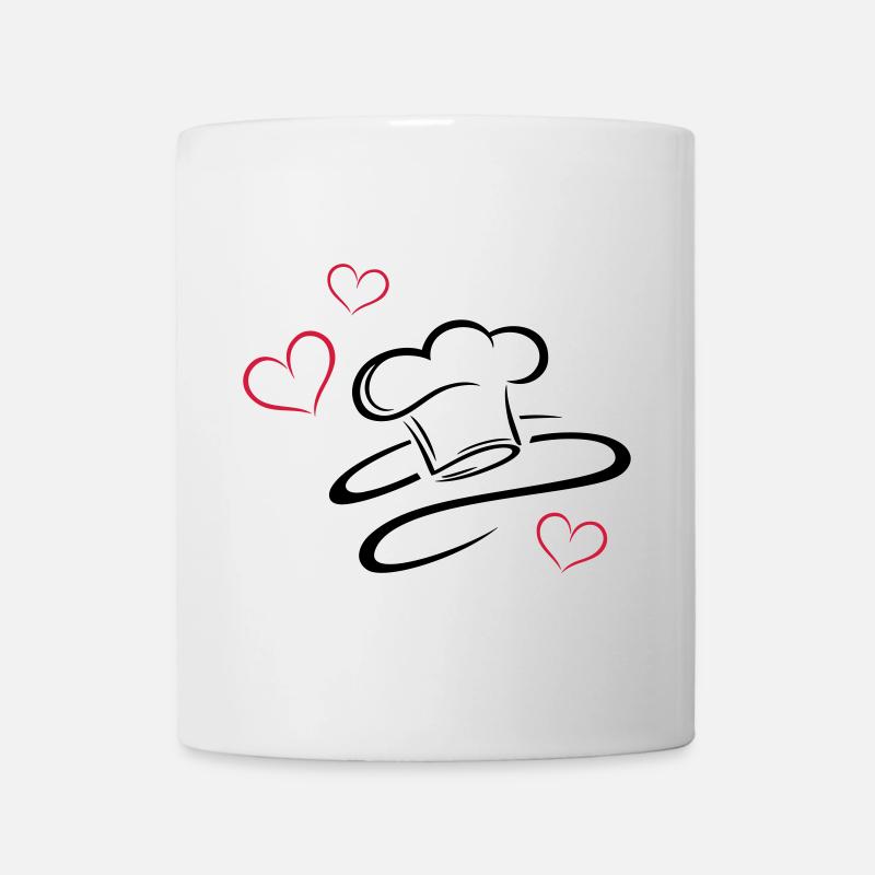 Koch, Kochmützen Logo mit drei Herzen. - Tasse - Weiß