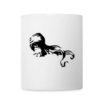 Mann, Wüstenblau, minimalistische schwarze Silhouette - Tasse - Weiß - Vorne