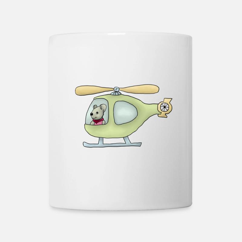Maus im Hubschrauber - Tasse - Weiß