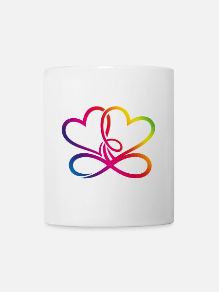 Deux cœurs Arc-en-ciel Infinity Love CSD LGBT - Mug blanc - blanc