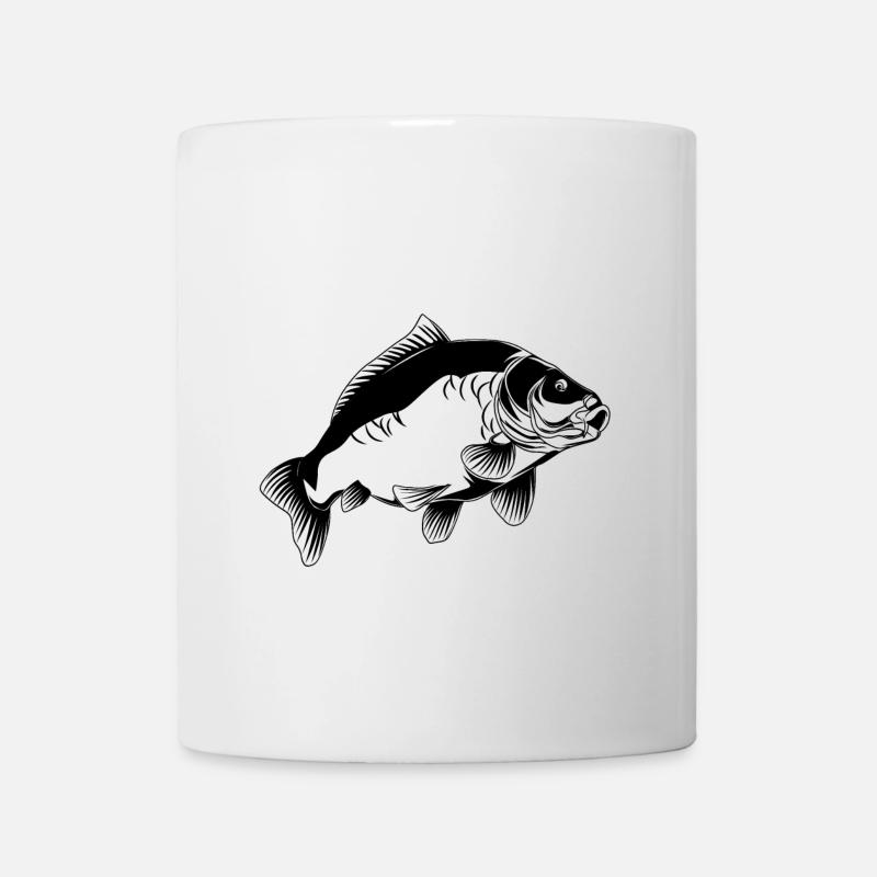 Image de carpe de pêche capturant la carpe miroir - Mug blanc - blanc