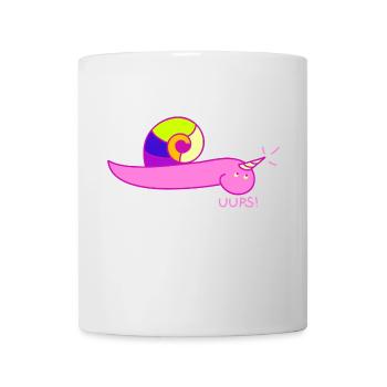 Schnecke als Einhorn - Tasse - Weiß - Vorne