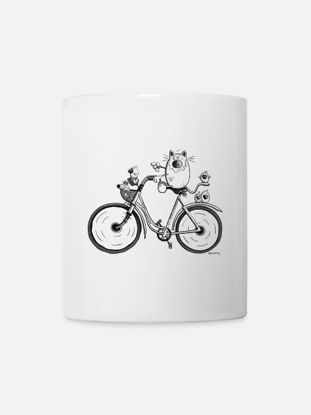 Chat et vélo - Mug blanc - blanc
