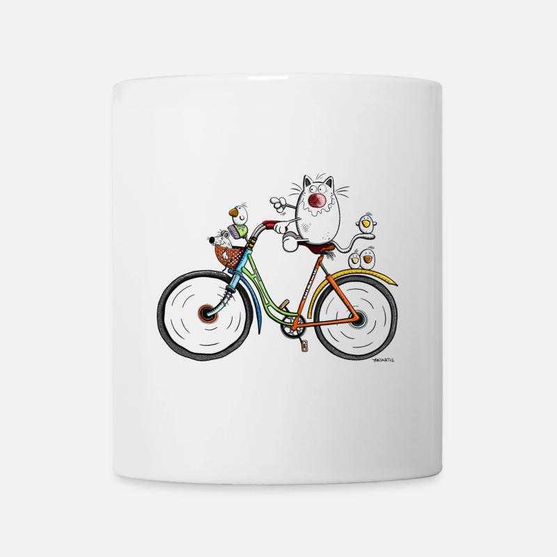 Cat is cycling - Mug - white