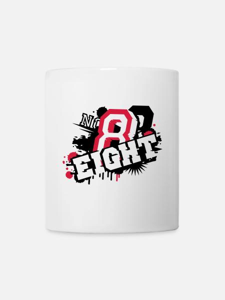 stylisches Nummer Acht Graffiti in 3D - Tasse - Weiß