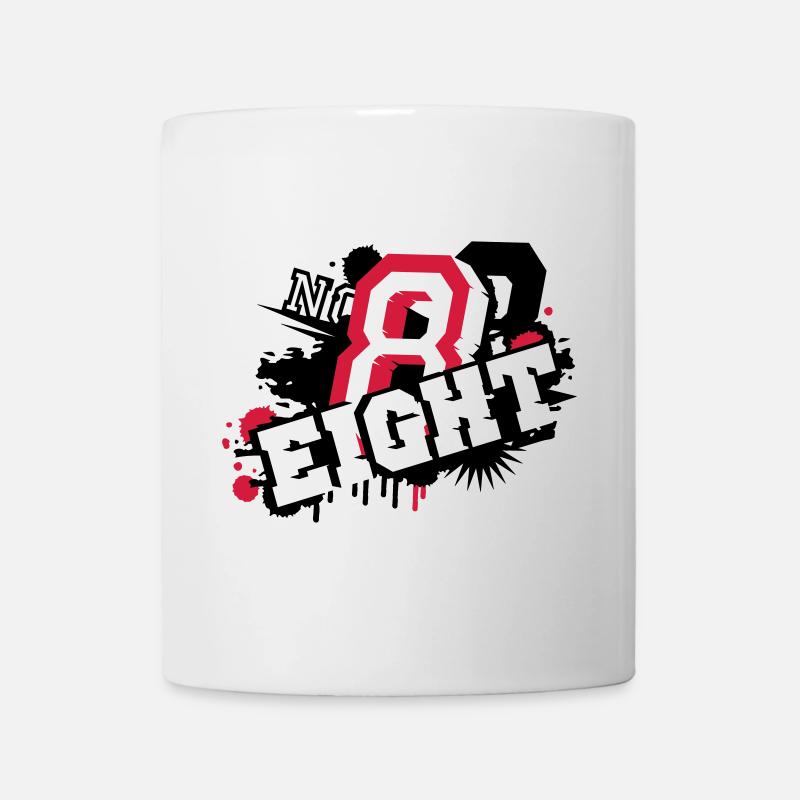 stylisches Nummer Acht Graffiti in 3D - Tasse - Weiß