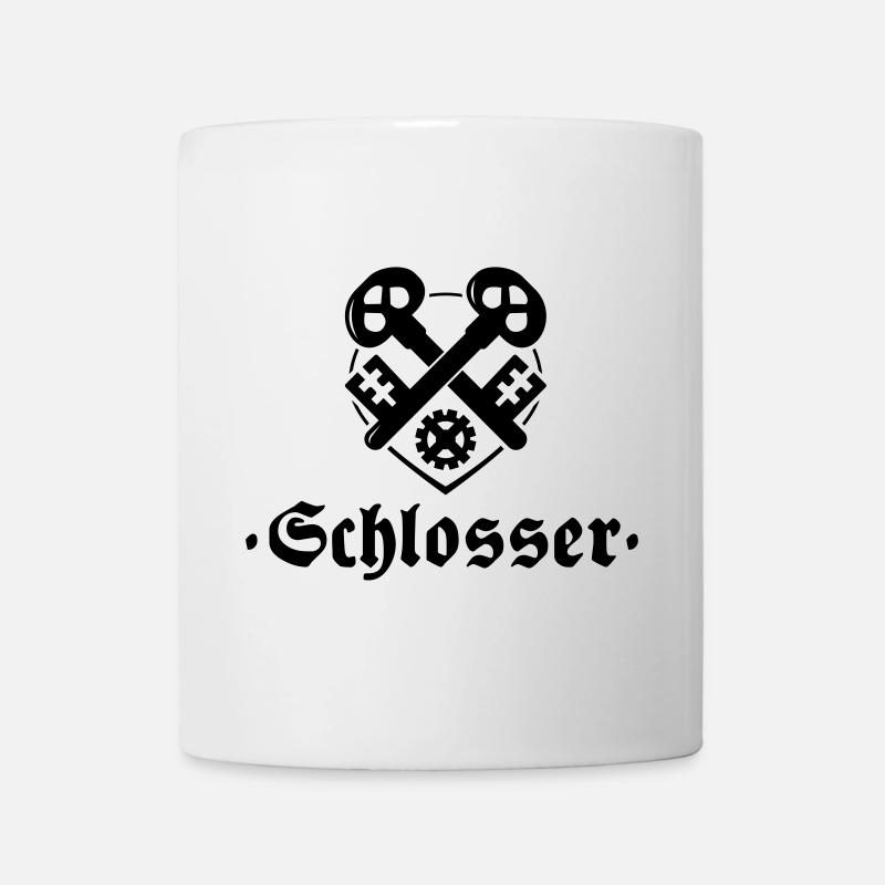 Schlosser, Zunftzeichen mit alter Schrift - Tasse - Weiß