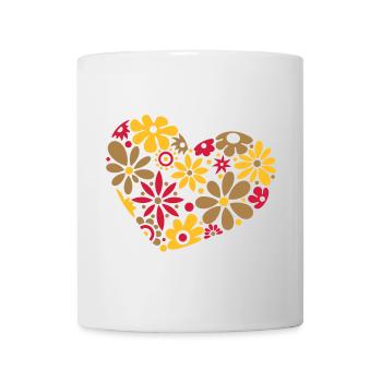 Großes Flower Power Herz, bunt - Tasse - Weiß - Vorne