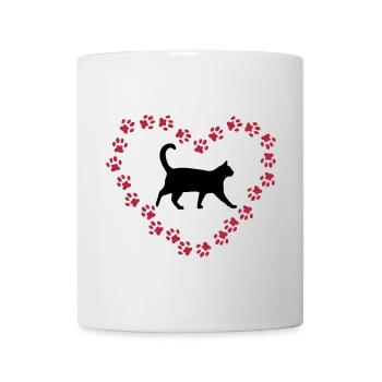Cat & Heart made of cat paws - Mug - white - Front