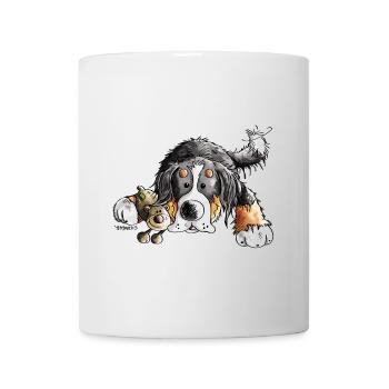 Berner Sennenhund knuddelt Teddy - Hund - Comic - Tasse - Weiß - Vorne