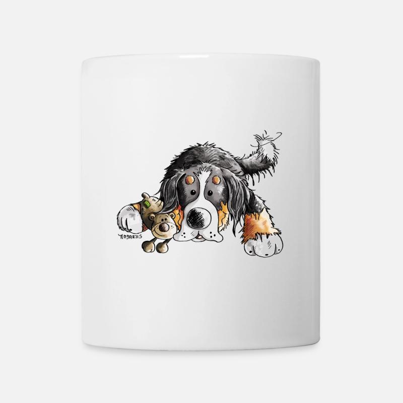 Berner Sennenhund knuddelt Teddy - Hund - Comic - Tasse - Weiß