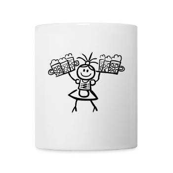 Kellnerin im Dirndl mit Biertablett - Tasse - Weiß - Vorne