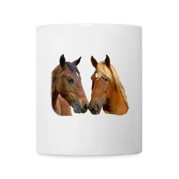 Twin Horses Embrace - Mug - white - Front