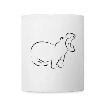 Nilpferd - Nilpferd mit offenem Schnabel in der Wildnis - Tasse - Weiß - Vorne