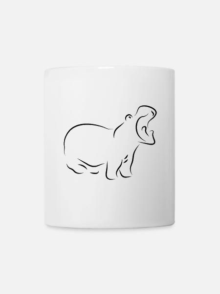 Nilpferd - Nilpferd mit offenem Schnabel in der Wildnis - Tasse - Weiß