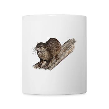 aquatic animals, otter on branch, otter shirts - Mug - white - Front