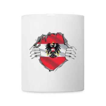 Autriche drapeau armoiries cadeau super-héros - Mug blanc - blanc - Devant