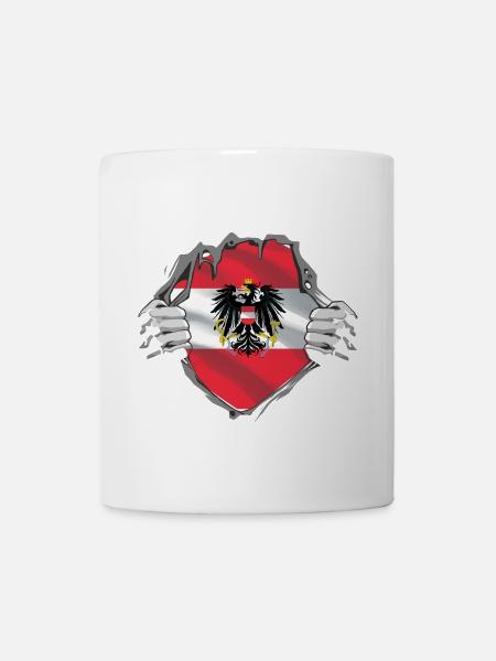Österreich Flagge Wappen Geschenk Superheld - Tasse - Weiß