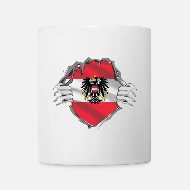 Österreich Flagge Wappen Geschenk Superheld - Tasse - Weiß